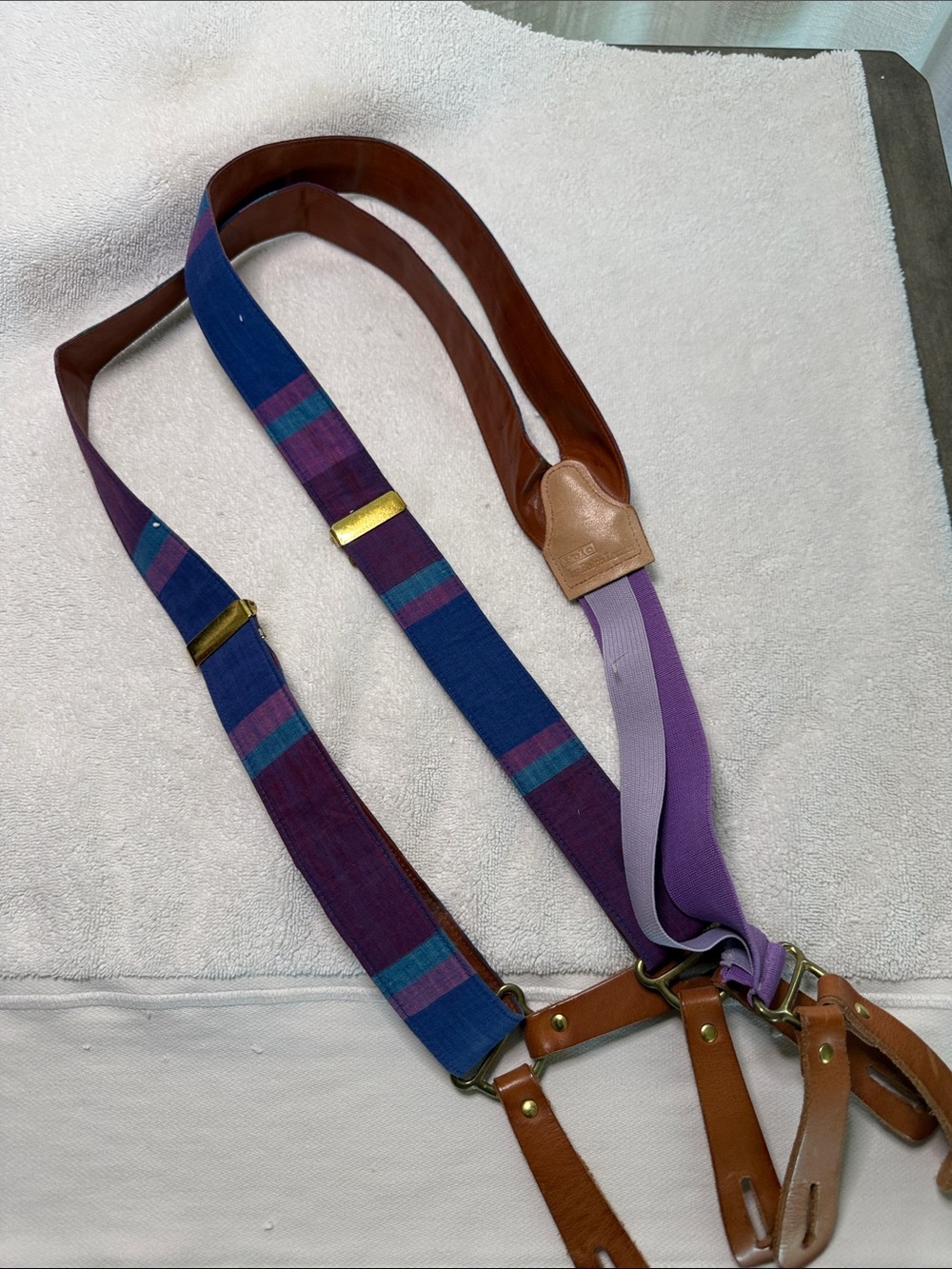 Leather-Trim Purple & Blue Strap Harness for Men Polo Ralph Lauren